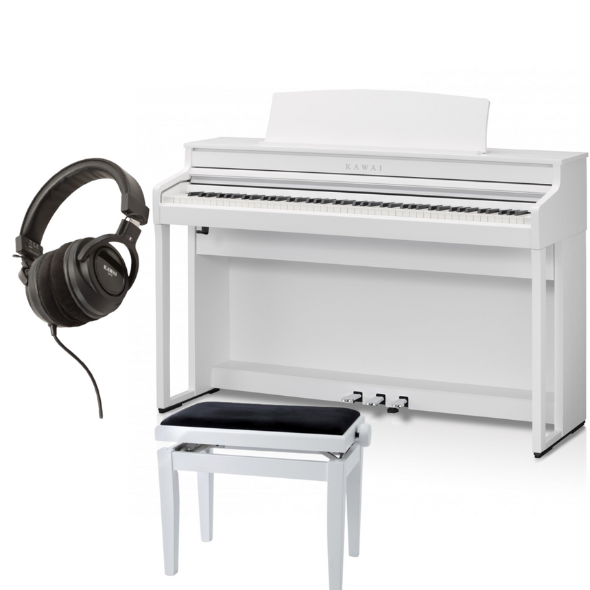 Kawai CA-401 Weiß Matt Bundle mit Bank und Kopfhörer