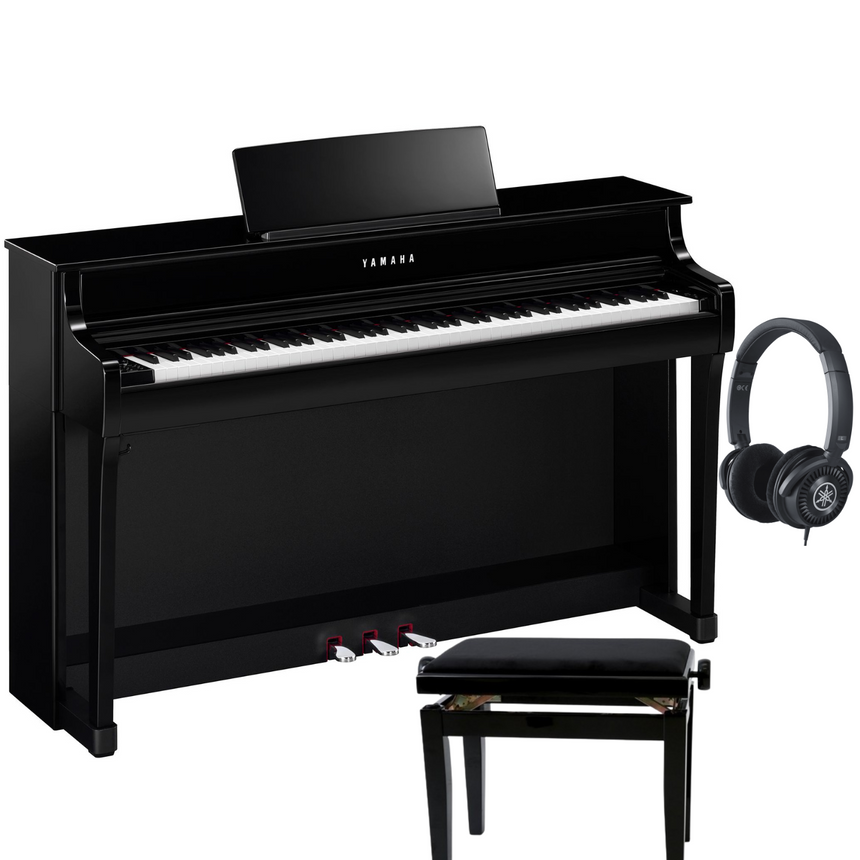 Yamaha CLP 835 Black Polished Bundle avec banc et casque