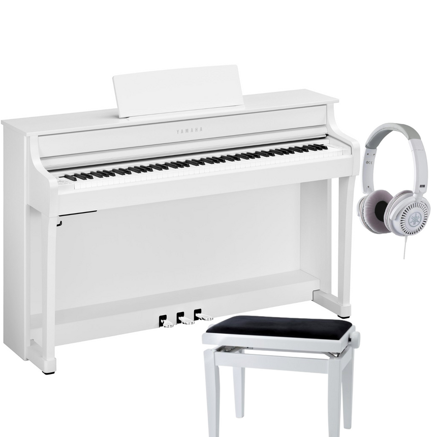 Yamaha CLP 835 White Matt Bundle with bench and headphones