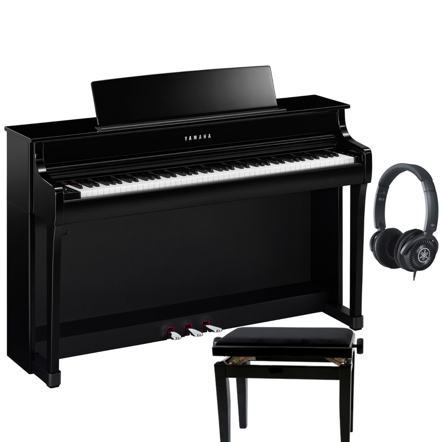 Yamaha CLP 845 Schwarz Poliert Bundle mit Bank und Kopfhörer