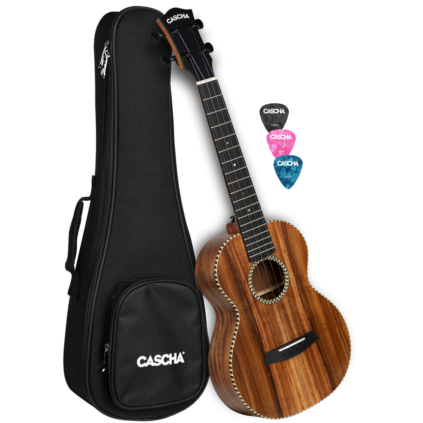 Cascha Solid Top Acacia Tenor Ukulele mit Tasche HH2311