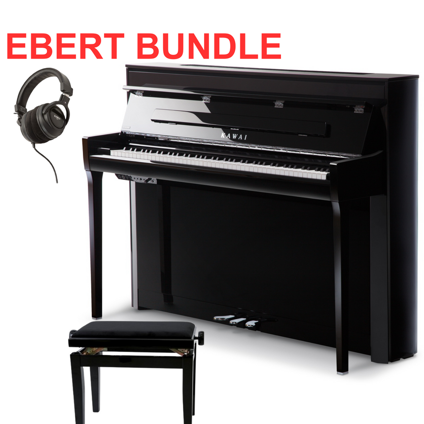 Kawai NV5S Hybrid Schwarz Poliert Bundle mit Bank und Kopfhörer