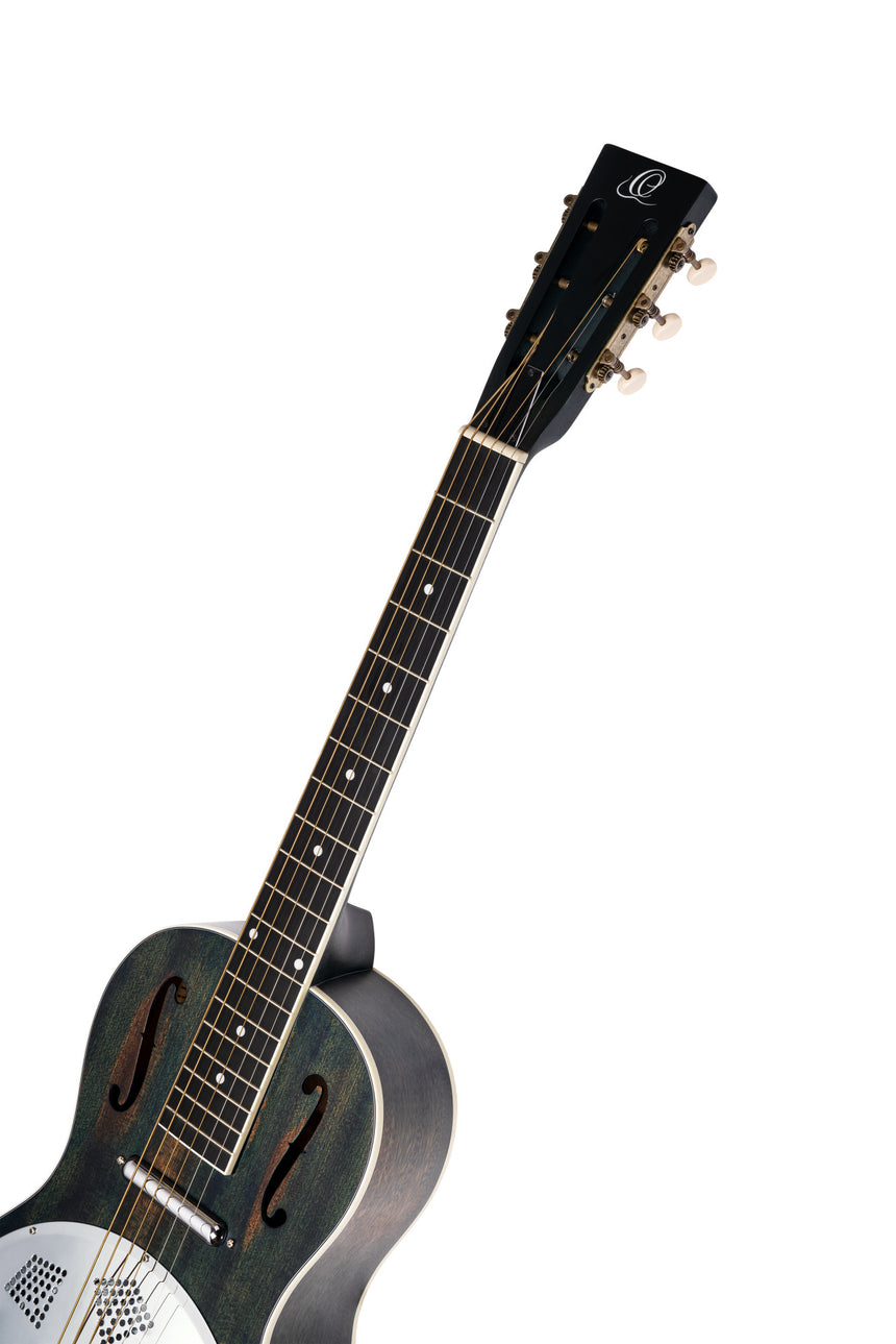 ORTEGA Americana Series Resonatorgitarre 6 String - Distressed Denim Matte / Chrom HW - Musik-Ebert Gmbh