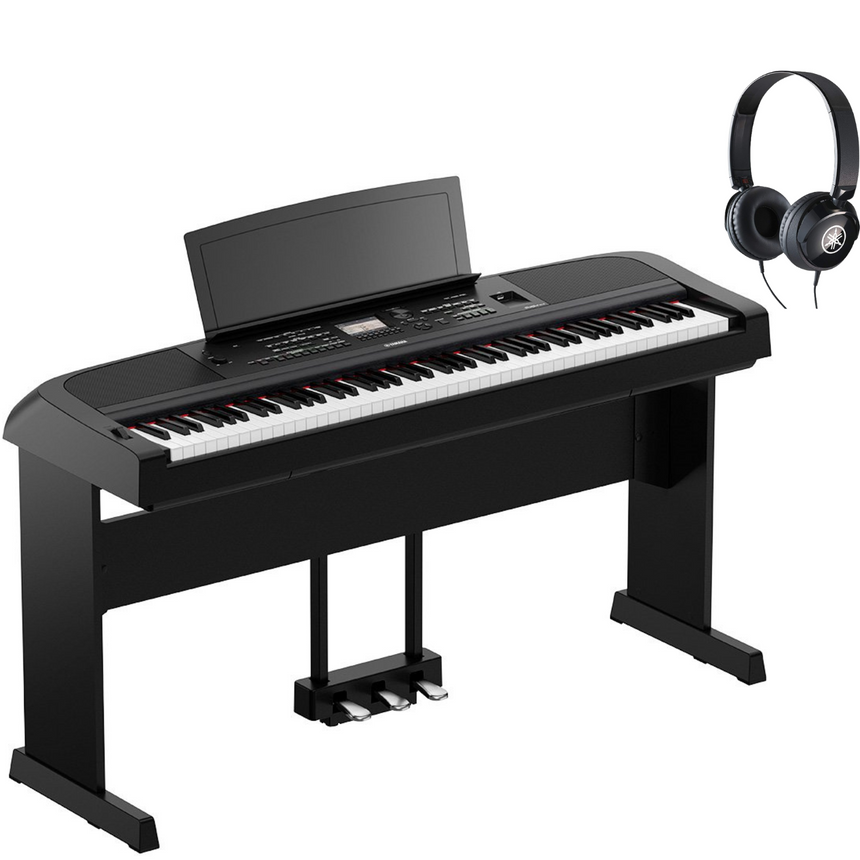 Yamaha DGX-670 Schwarz Bundle mit Ständer, Pedalen und Kopfhörer