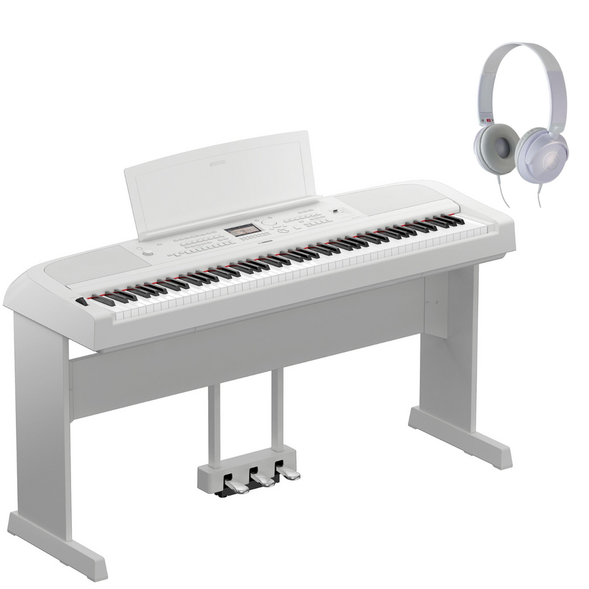 Yamaha DGX-670 Weiß Bundle mit Ständer, Pedalen und Kopfhörer