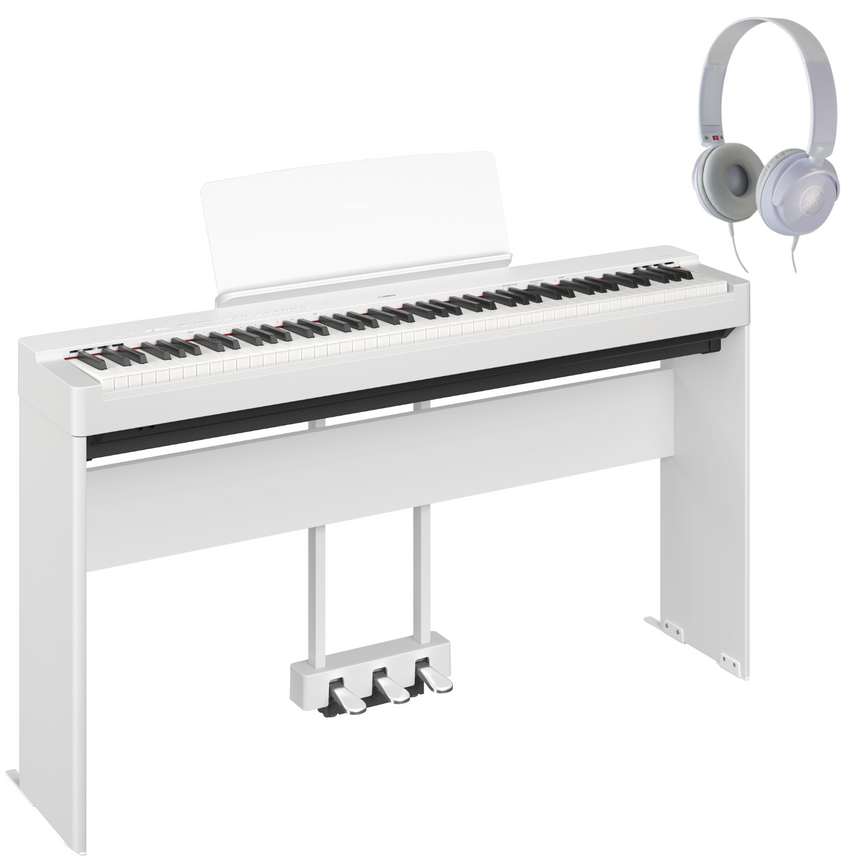 Yamaha P-225 Weiß Bundle mit Ständer, Pedalen und Kopfhörer