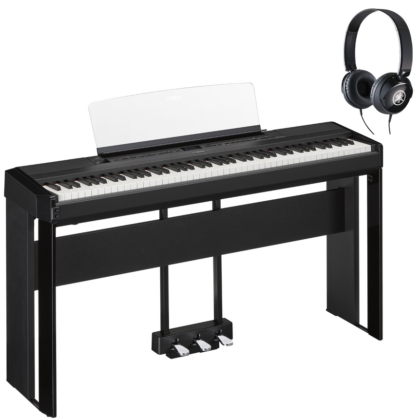 Yamaha P-525 Black Bundle avec support, pédales et écouteurs