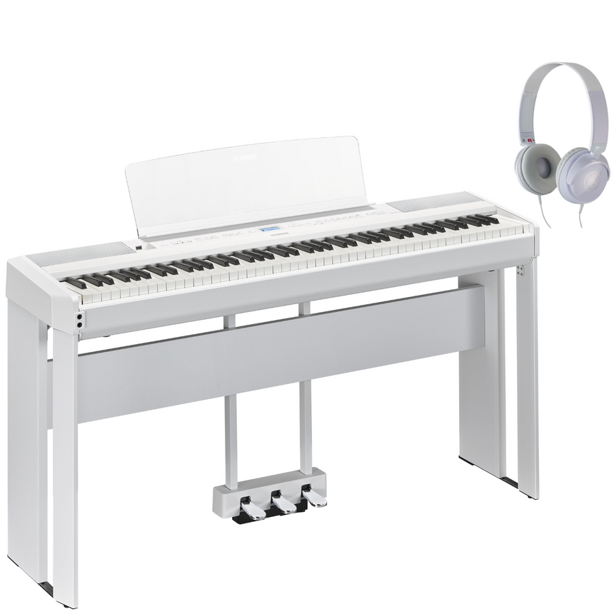 Yamaha P-525 Weiß Bundle mit Ständer, Pedalen und Kopfhörer