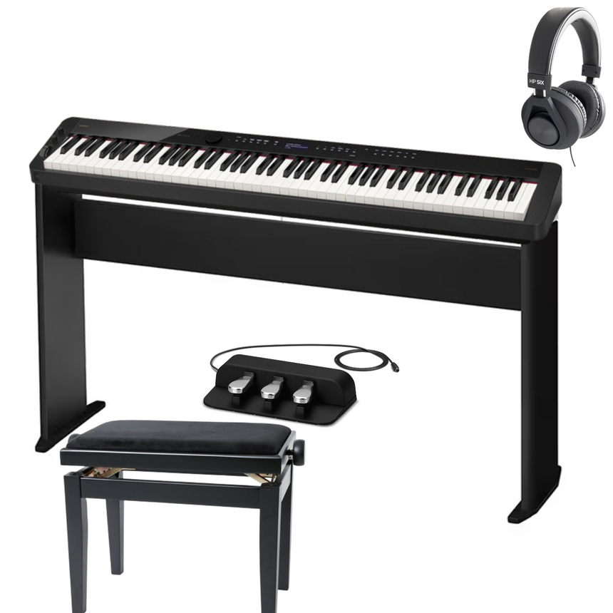 Casio PX-S3100 Schwarz Deluxe Bundle mit Ständer, Pedalen, Bank und Kopfhörer