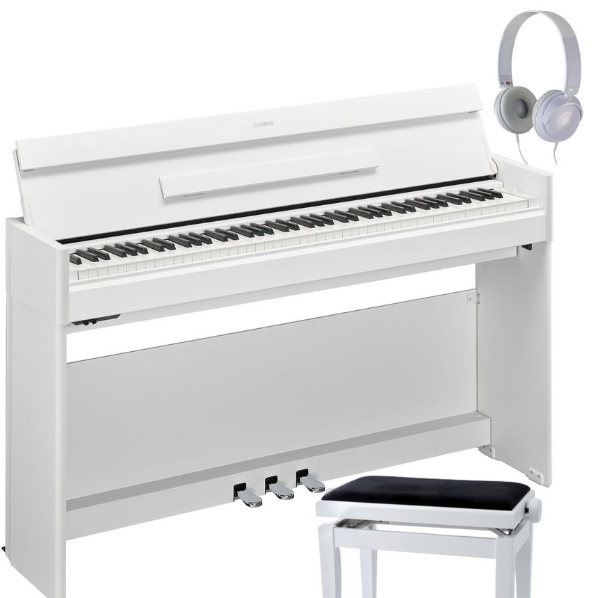 Yamaha S55 Arius Weiß Matt Bundle mit Bank und Kopfhörer