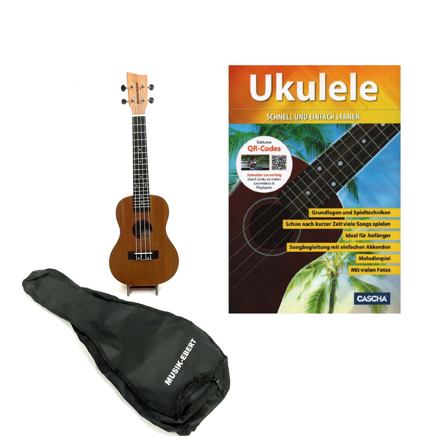 Ebert Basic Ukulelen Bundle mit Heft - Ukulele schnell und einfach lernen