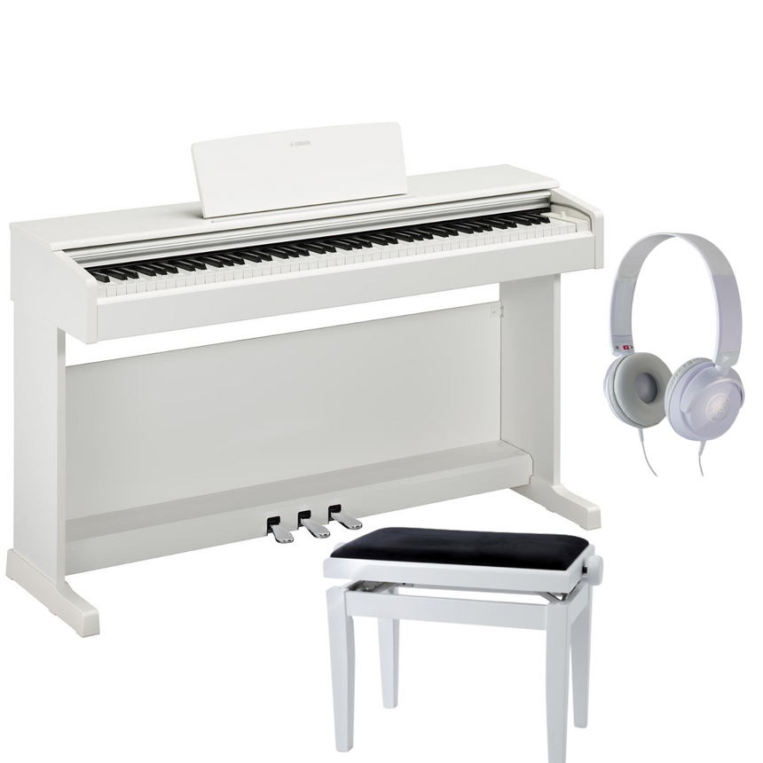 Yamaha YDP-145 Arius Weiß Matt Bundle mit Bank und Kopfhörer