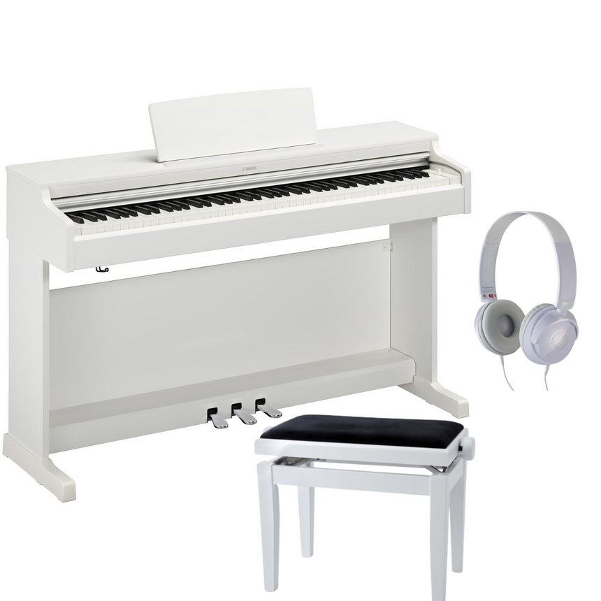 Yamaha YDP-165 Arius Weiß Matt Bundle mit Bank und Kopfhörer - (80€ Cashback nach Kauf direkt von Yamaha)