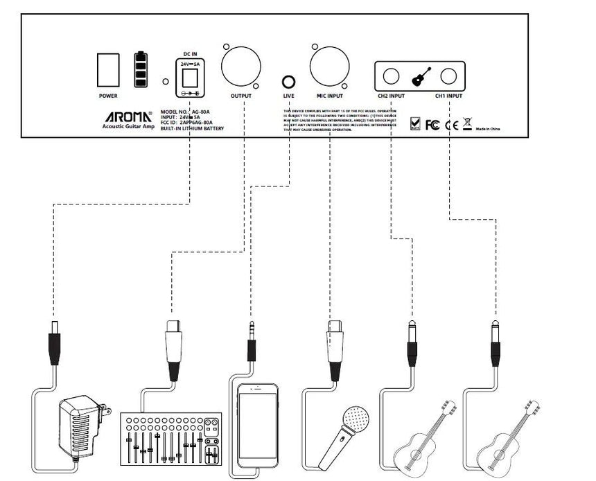 AROMA AG-80A BK Akustikverstärker - Musik-Ebert Gmbh